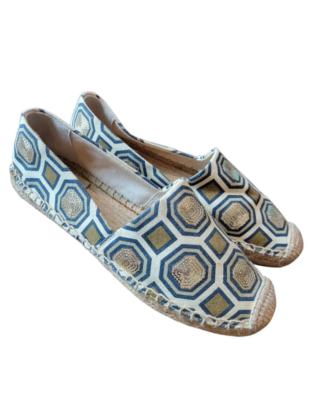 Tory Burch Cecily Embellished Espadrille Sequin Flats Shoes